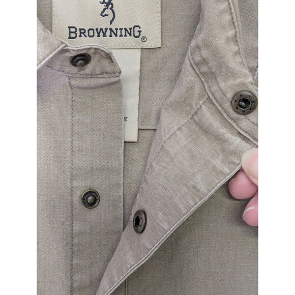 VTG Mens Denim Shirt Adult XL Khaki Brown Cowboy Western Rodeo Snap - Picture 4 of 13